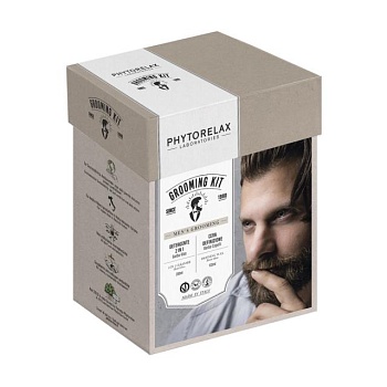 foto чоловічий набір для обличчя phytorelax laboratories grooming kit (засіб для очищення, 200 мл + віск, 100 мл)