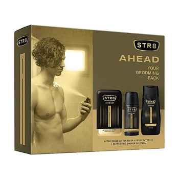 foto парфумований набір чоловічий str8 ahead (лосьйон після гоління, 100 мл + дезодорант, 150 мл + гель для душу, 250 мл)