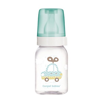 foto бутылочка для кормления canpol babies стеклянная, с рисунком, от 3 месяцев, бирюзовая, 120 мл (42/202)