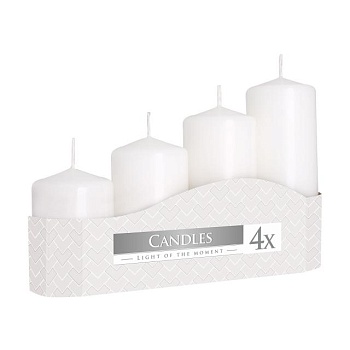 foto набор свечей bispol белых (свеча, 7 см + свеча, 9 см + свеча, 11 см + свеча, 13 см) (50/4-090) (50/4-090)