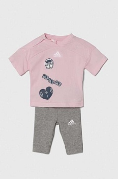 foto комплект для немовлят adidas колір рожевий