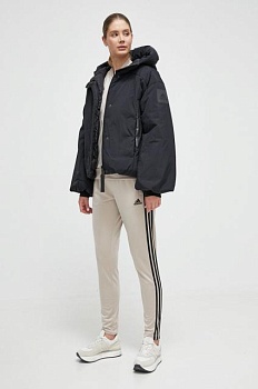 foto пухова куртка adidas жіноча колір чорний зимова oversize