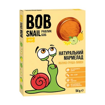 foto натуральный фруктовый мармелад bob snail яблоко-груша-лимон, круглый, 54 г