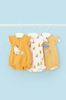 foto боді для немовлят mayoral newborn 3-pack колір жовтий з принтом