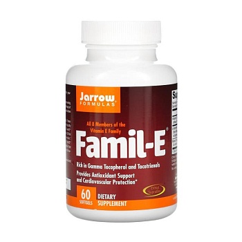 foto дієтична добавка вітаміни в капсулах jarrow formulas famil-e сімейство вітамінів е, 60 шт