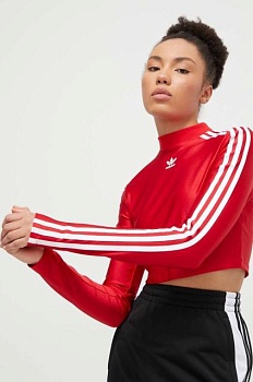 foto лонгслів adidas originals жіночий колір червоний півгольф