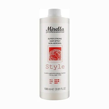 foto жидкий лак для укладки волос mirella professional style super strong hair spray non-aerosol, 1 л