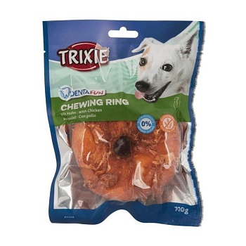 foto ласощі для собак trixie denta fun chewing ring з куркою, діаметр 10 см, 110 г