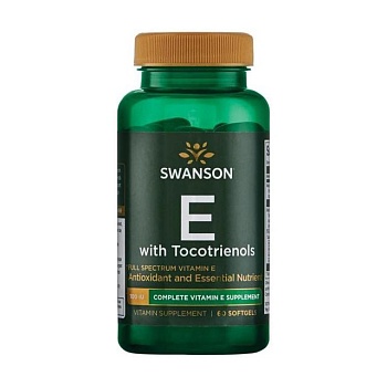 foto диетическая добавка в гелевых капсулах swanson full spectrum e with tocotrienols витамин е с токотриенолами, 100 ме, 60 шт