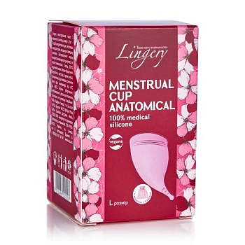 foto менструальная чаша lingery anatomical из медицинского силикона, светло-розовая, размер l, 1 шт