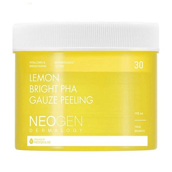 foto отшелушивающие педы для лица neogen dermalogy lemon bright pha gauze peeling с экстрактом лимона, 30 шт