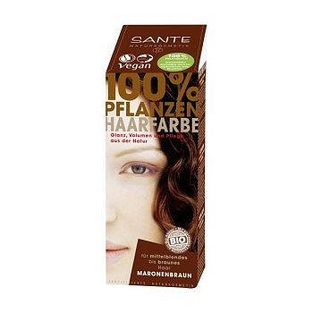 foto травяной порошок для окрашивания волос sante chestnut brown, 100 г