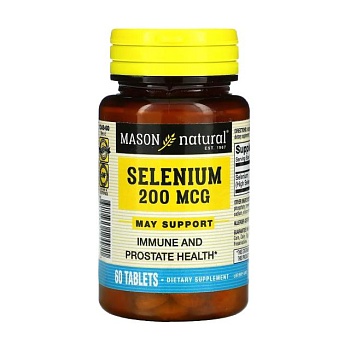 foto дієтична добавка в таблетках mason natural selenium селен 200 мкг, 60 шт