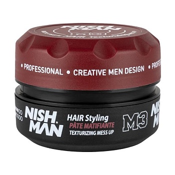 foto мужская матовая паста для укладки волос nishman hair styling matte paste texturizing mess up m3, 100 мл