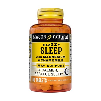 foto диетическая добавка в таблетках mason natural eazy sleep with magnesium & chamomile легкий сон с магнием и ромашкой, 60 шт
