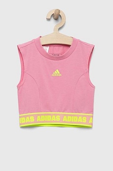 foto дитячий топ adidas jg d tank колір рожевий