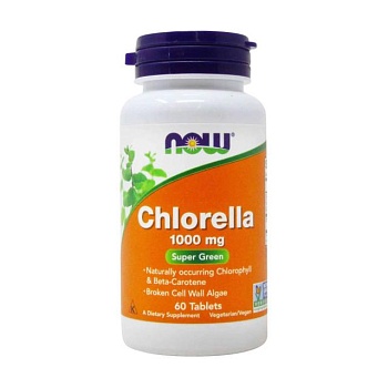 foto дієтична добавка в таблетках now foods chlorella хлорела, 1000 мг, 60 шт