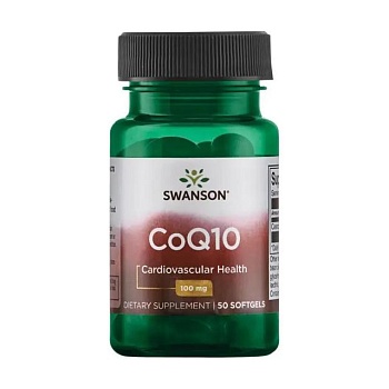 foto дієтична добавка антиоксиданти в гелевих капсулах swanson coq10 коензим q10, 100 мг, 50 шт