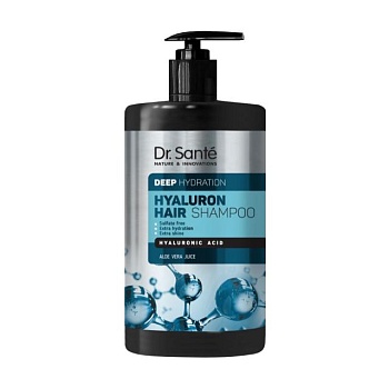 foto шампунь dr. sante hyaluron hair deep hydration shampoo для глубокого увлажнения волос, 1 л