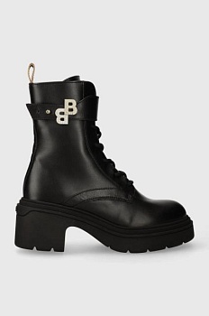 foto шкіряні черевики boss carol жіночі колір чорний каблук блок 50503747