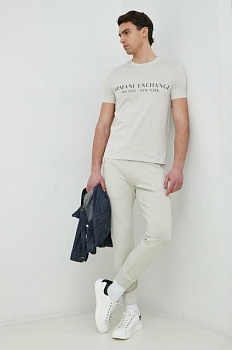 foto спортивные штаны armani exchange мужские цвет белый однотонные