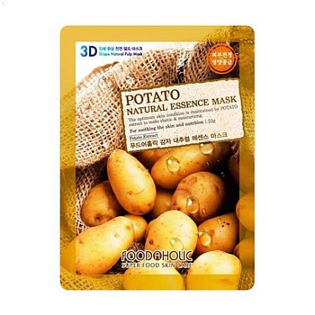 foto тканевая 3d-маска для лица food a holic natural essence mask potato с экстрактом картофеля , 23 г