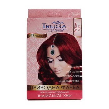 foto безаммиачная краска для волос triuga herbal на основе натуральной индийской хны, рубин, 25 г