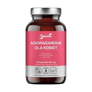 foto дієтична добавка в капсулах panaseus ashwagandha for woman ашваганда, 485 мг, 50 шт