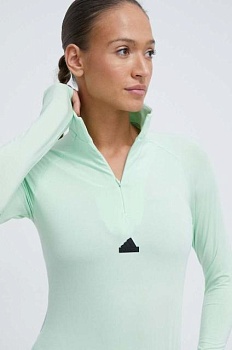 foto лонгслів adidas жіночий колір зелений гольф