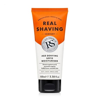 foto чоловічий антивіковий зволожувальний денний крем для обличчя the real shaving co. age denying moisturiser, spf15, 100 мл