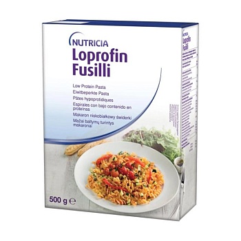 foto харчовий продукт для спеціальних медичних цілей nutricia loprofin fusilli паста фузіллі, з низьким вмістом білка, 500 г