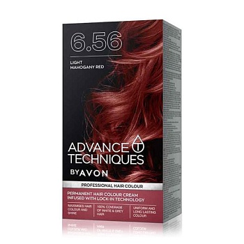foto стійка крем-фарба для волосся avon advance techniques салонний догляд, 6.56 light mahogany red, 138 мл
