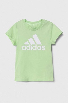 foto дитяча бавовняна футболка adidas колір зелений
