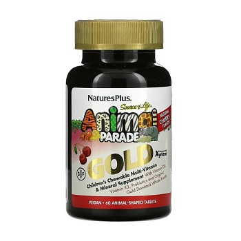 foto диетическая добавка мультивитамины для детей в жевательных таблетках naturesplus animal parade gold со вкусом вишни, 60 шт