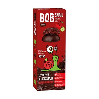 foto натуральные конфеты bob snail яблочно-вишневые в бельгийском черном шоколаде, 30 г