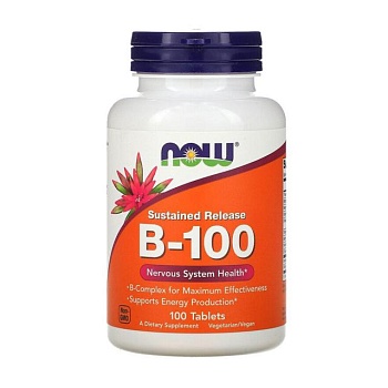 foto диетическая добавка комплекс витаминов в таблетках now foods b-100 замедленного высвобождения, 100 шт