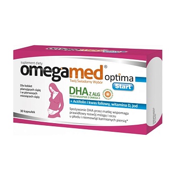 foto дієтична добавка вітаміни для вагітних в капсулах polski lek omegamed optima start dha, фолієва кислота, вітамін d та йод, 30 шт