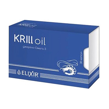 foto диетическая добавка жирные кислоты в капсулах еліксір krill oil, 30 шт