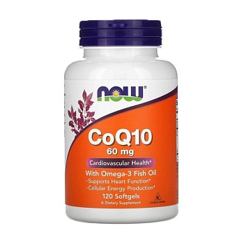 foto дієтична добавка в капсулах now foods coq10 60 mg with omega-3 fish oil, 120 шт