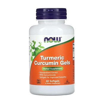 foto дієтична добавка в гелевих капсулах now foods turmeric curcumin gels куркумін, 60 шт