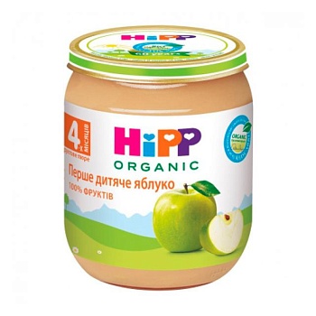 foto детское фруктовое пюре hipp organiс первое детское яблоко, с 4 месяцев, 125 г