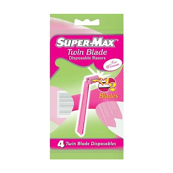 foto одноразовые станки для бритья женские super-max 2 лезвия, 4 шт