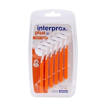 foto межзубные щетки dentaid interprox plus super micro, оранжевые, 0.7 мм, 6 шт