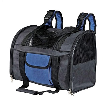 foto рюкзак-переноска для собак і кішок trixie tbag чорно-синя, 42*29*21 см, до 8 кг