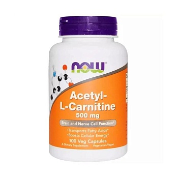 foto диетическая добавка в капсулах now foods acetyl-l-carnitine ацетил-l-карнитин 500 мг, 100 шт