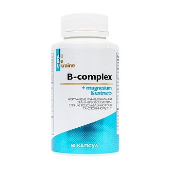foto дієтична добавка в капсулах abu b-complex+magnesium & extracts комплекс вітамінів групи в з магнієм, 60 шт