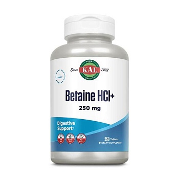 foto дієтична добавка в таблетках kal betaine hcl+ бетаїн hcl 250 мг, 250 шт