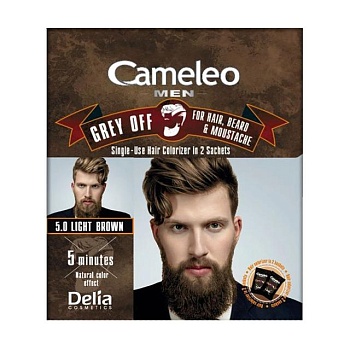 foto мужская краска для волос, бороды и усов delia cosmetics cameleo men grey off, 5.0 light brown, 2*15 мл