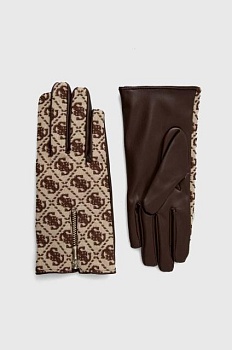 foto рукавички guess жіночі колір коричневий
