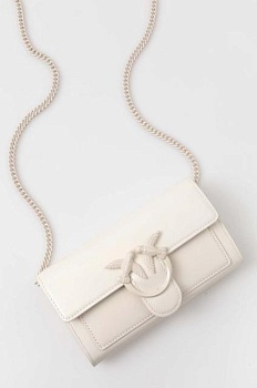foto шкіряний гаманець pinko жіночий колір білий 100062 a124